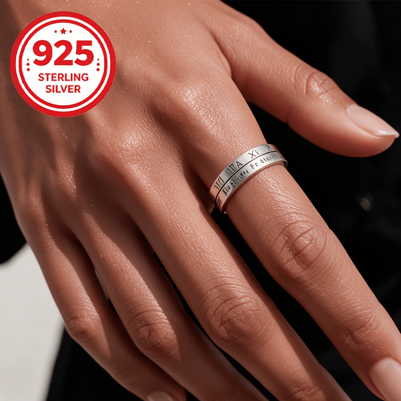 Women's 925 Silver Vintage Hip Hop Stackable Adjustable Ring